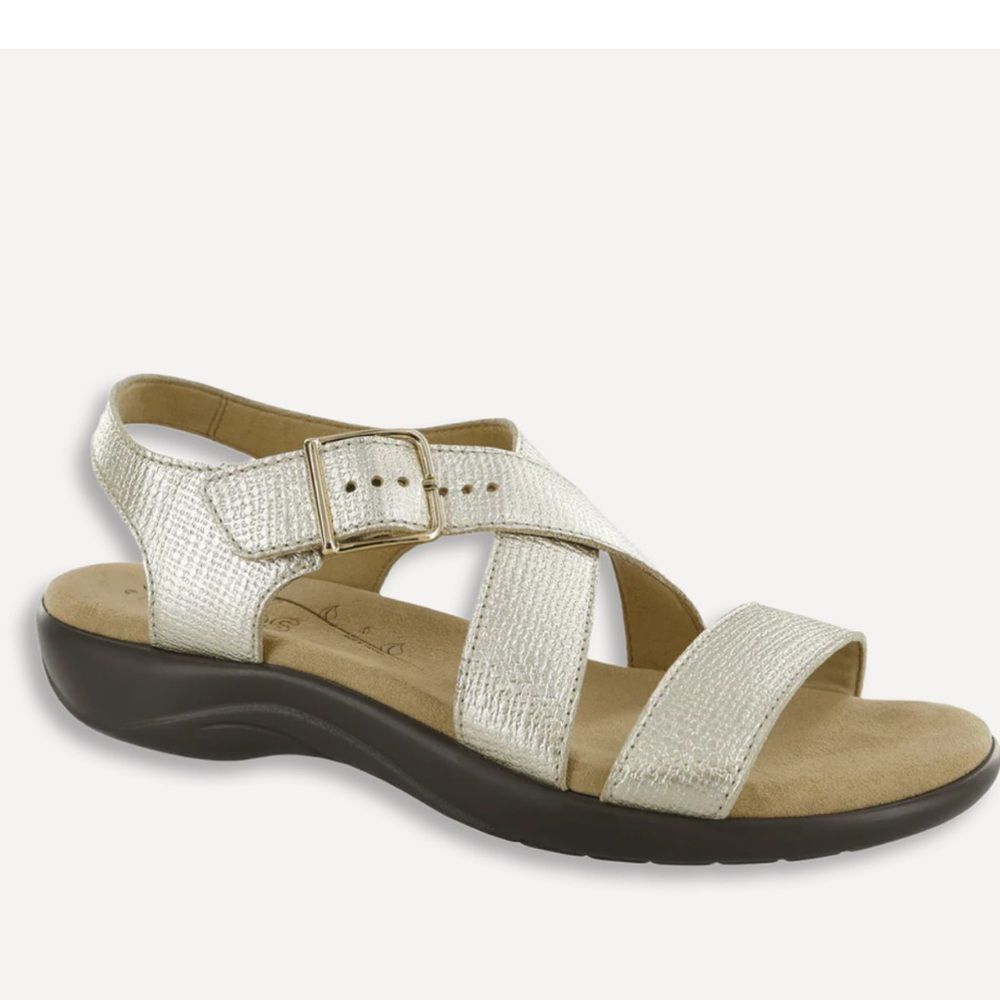 SAS LAGUNA GOLD LINEN SANDALS.